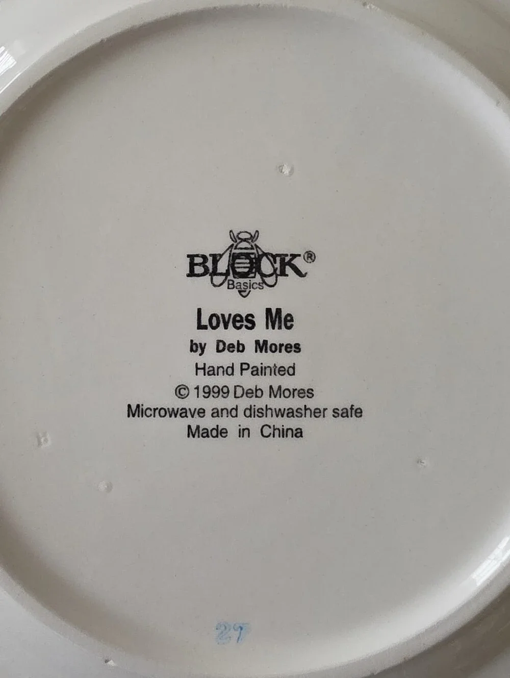 4 VTG Block Basics Floral Loves Me by Deb Mores Salad Plates 1999 Hand Painted